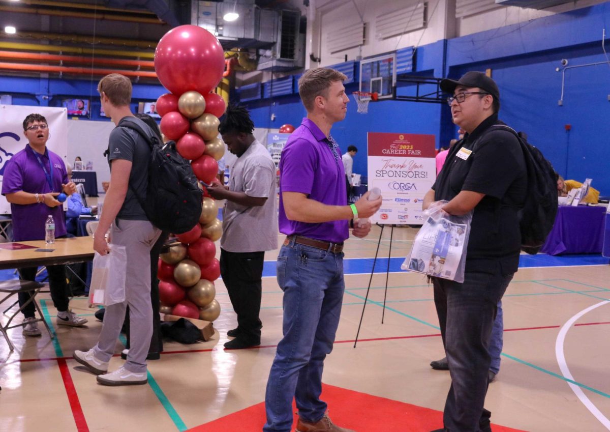 OCCC students begin showing up for the recent career fair, checking out the job opportunities offered by dozens of different employers.