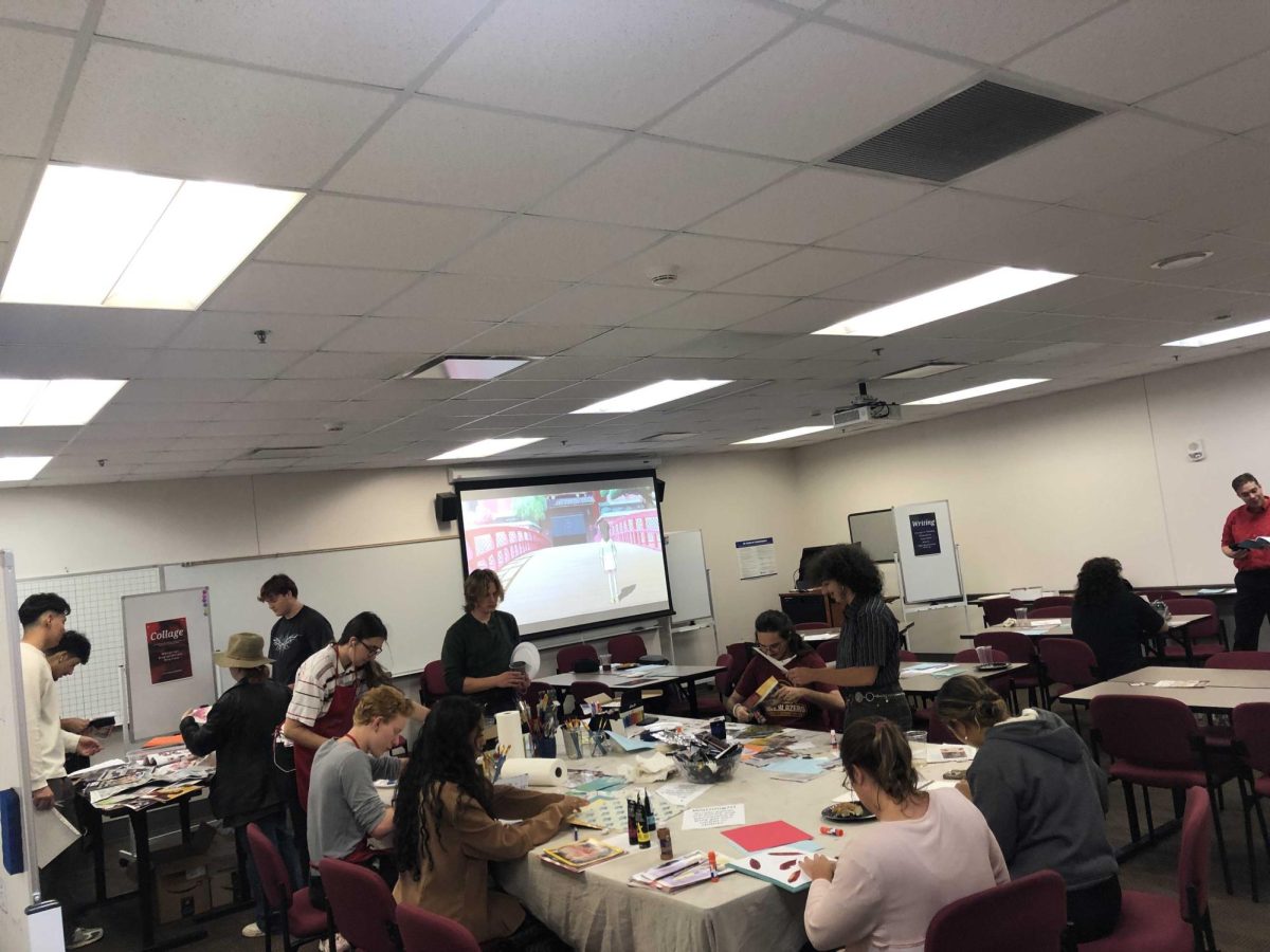 OCCC students begin gathering for a recent creativity workshop hosted by the Absolute, a campus-based literary magazine.