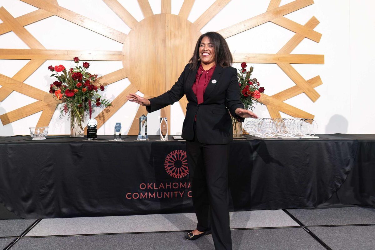 OCCC President Mautra Jones takes center stage at the fall convocation ceremony while handing out awards to accomplished faculty and staff members.
